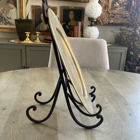 Martha Sturdy Spun brass Patina table charger or tray set of 4 - Picture 3 of 8